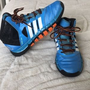 Blue adidas basketball shoes